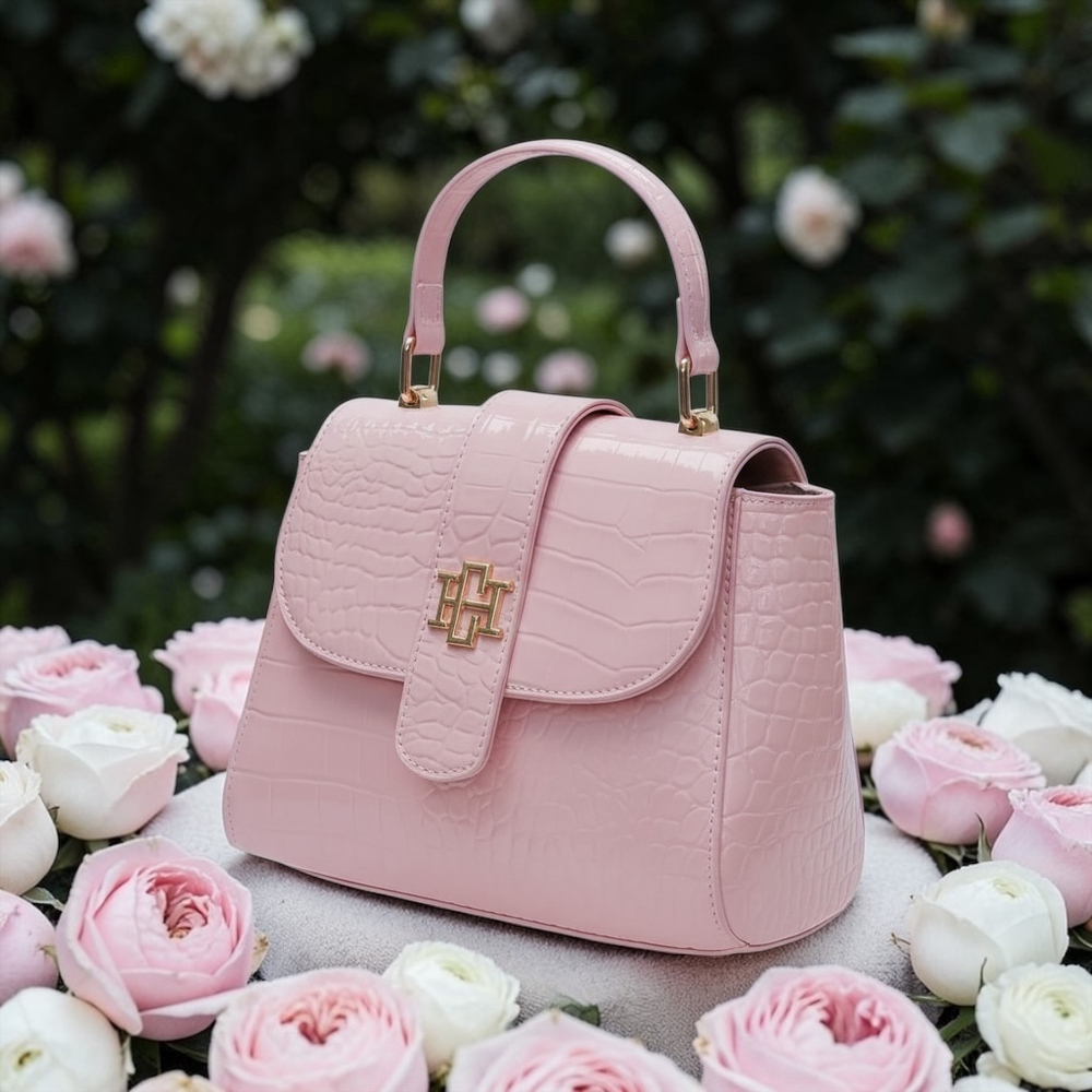 Caroline Hill Tucker Blush Patent Faux leather hand bag purse NWT